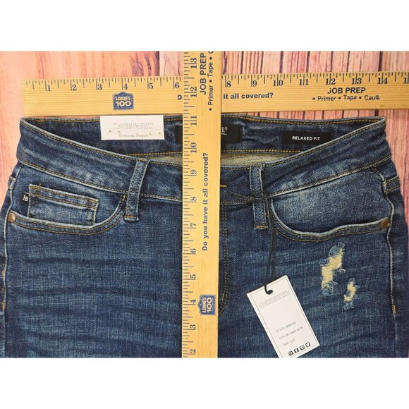 Judy Blue Womens Distressed Relaxed Fit Jeans Size 5/27 Dark Blue NWT NEW - Picture 8 of 9